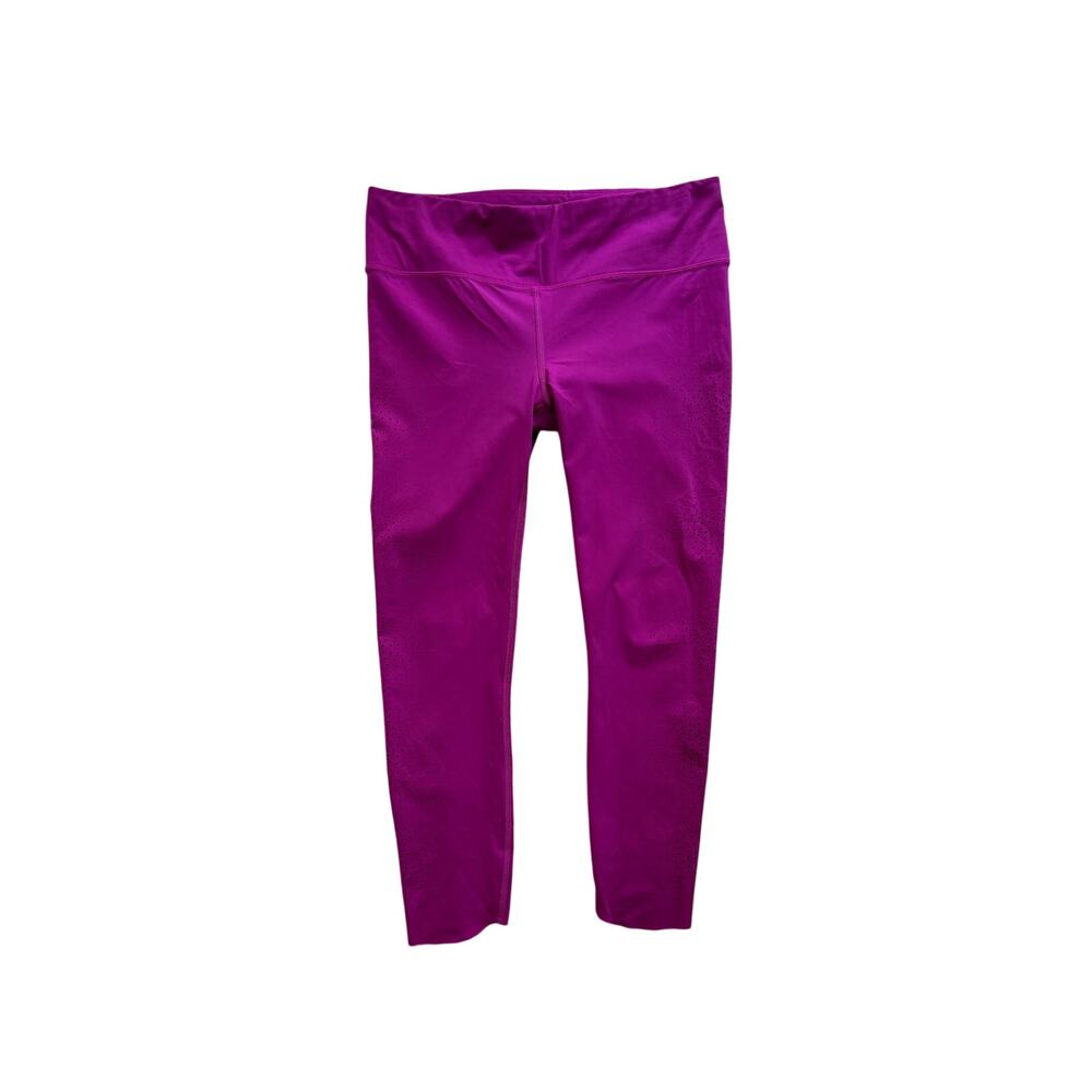 Athleta Pink Laser Cut 7/8 Leggings Size Small Hidden Zip Pocket Athletic Yoga